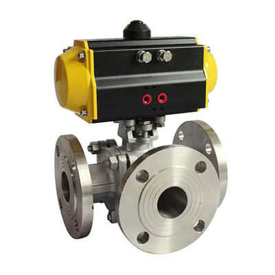 Válvula de esferas pneumática de aço inoxidável padrão com ligação de flange