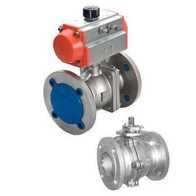 2 polegadas de aço inoxidável válvula de esferas de atuador de flange pneumática com conexão de soldagem
