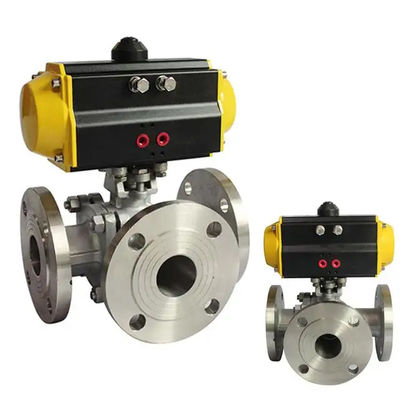 2 polegadas de aço inoxidável válvula de esferas de atuador de flange pneumática com conexão de soldagem