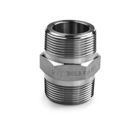 WZ Aço inoxidável de alta pressão Hex Nipple BSP NPT Equal Male Thread Pipe Fitting