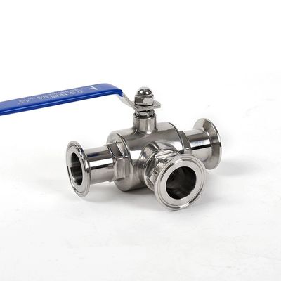 Aço inoxidável sanitário 304 316 316L Tri-clamp 3-Way Sanitary Ball Valve Tipo T Tipo L