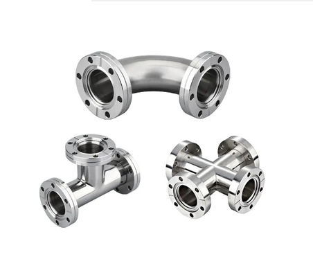 Aço inoxidável 301/304/316 KF Equal Tee Connect Flanca de vácuo com suporte OEM