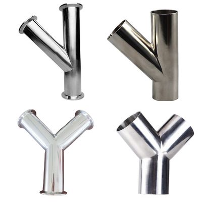 Conector sanitário de aço inoxidável Y tipo 3 Way Tee com ligação de soldagem de tri-clamp
