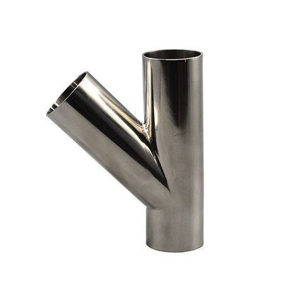 Conector sanitário de aço inoxidável Y tipo 3 Way Tee com ligação de soldagem de tri-clamp
