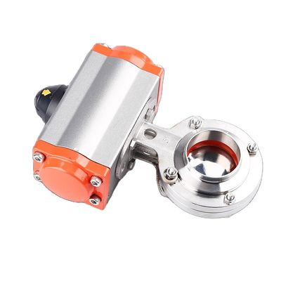 Aço inoxidável sanitário de qualidade alimentar 304/316l válvula de borboleta com acionamento pneumático soldada de alta temperatura 2/3 polegadas