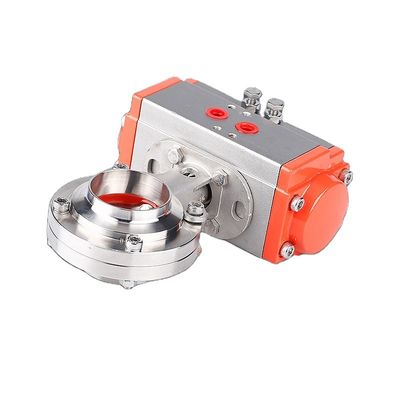 Aço inoxidável sanitário de qualidade alimentar 304/316l válvula de borboleta com acionamento pneumático soldada de alta temperatura 2/3 polegadas