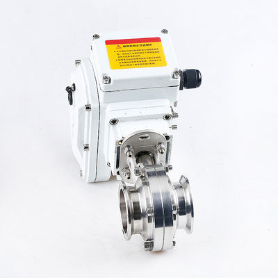Válvula de borboleta de aço inoxidável sanitário 304/316L com atuador elétrico