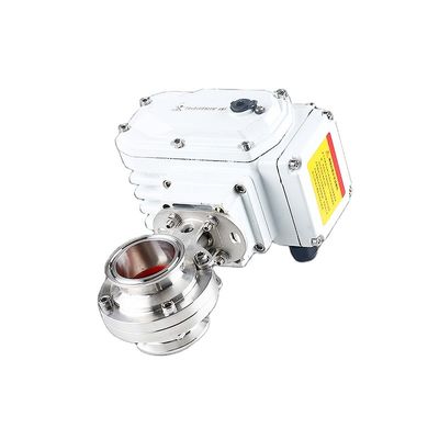Válvula de borboleta de aço inoxidável sanitário 304/316L com atuador elétrico