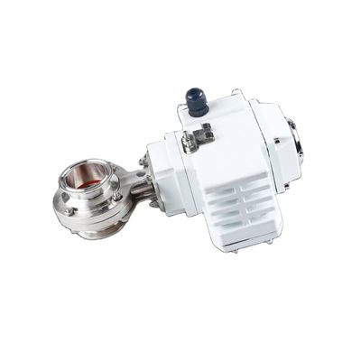 Válvula de borboleta de aço inoxidável sanitário 304/316L com atuador elétrico
