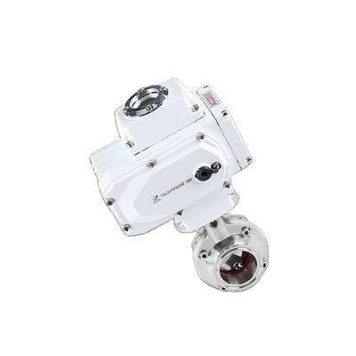 Válvula de borboleta de aço inoxidável sanitário 304/316L com atuador elétrico