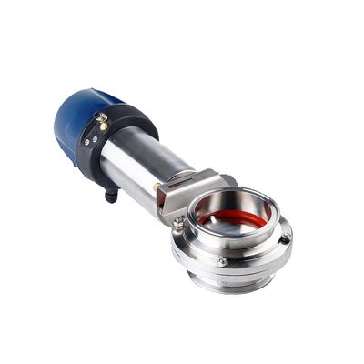 Válvula de borboleta pneumática de triclampada de aço inoxidável sanitária com dispositivo de controlo superior