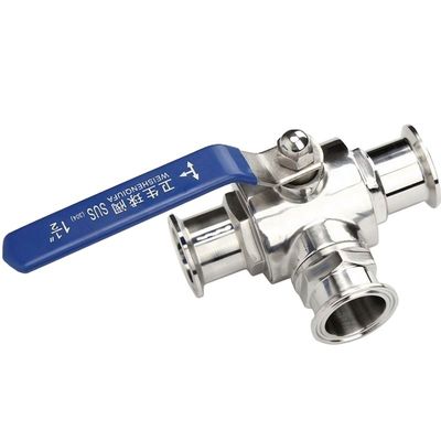 Média de temperatura normal de aço inoxidável sanitário 304 316L Tri Clamp Tee 3 Way Ball Valve