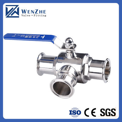 Média de temperatura normal de aço inoxidável sanitário 304 316L Tri Clamp Tee 3 Way Ball Valve