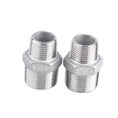 304/316L de aço inoxidável BSP/NPT Filamento masculino Hexagonal mamilo para água 1/4''-4.0