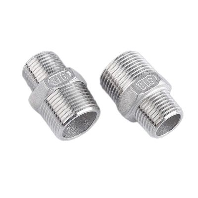 304/316L de aço inoxidável BSP/NPT Filamento masculino Hexagonal mamilo para água 1/4''-4.0