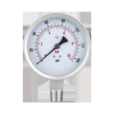 Conexão de fio WZ 100mm 304SS Medidor de pressão de aço inoxidável Código de cabeça cilíndrica