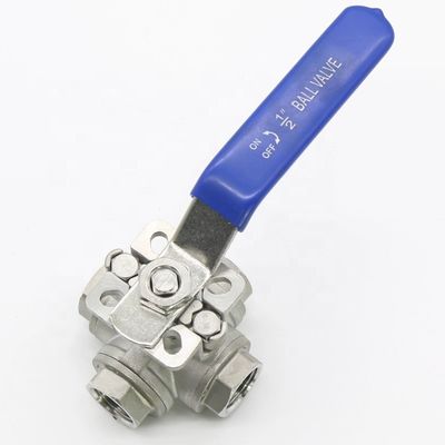 Válvula de água industrial de plataforma alta de três vias com bola de flutuação feminina de aço inoxidável