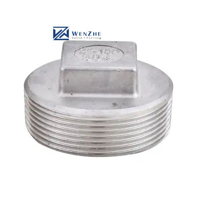 Aço inoxidável 304 201 Tubo fundido de encaixe cabeça quadrada, ficha de núcleo de classe 150 2' NPT macho roscado