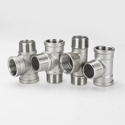 Acessórios para tubos de aço inoxidável sanitários com rosca masculina de 3 vias, com fundição SS304