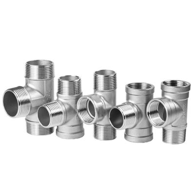 Acessórios para tubos de aço inoxidável sanitários com rosca masculina de 3 vias, com fundição SS304