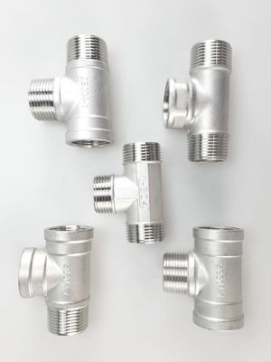 Acessórios para tubos de aço inoxidável sanitários com rosca masculina de 3 vias, com fundição SS304