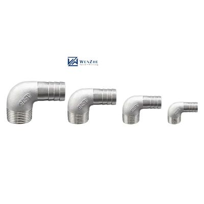 Aço inoxidável 304 316 90 graus macho mangueira de cotovelo Barb 1/4''-4.0' BSP macho x 16mm