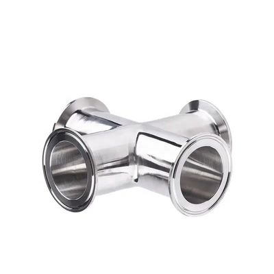 Forjado SS304 316 aço inoxidável sanitário 4 vias de tubulação transversal