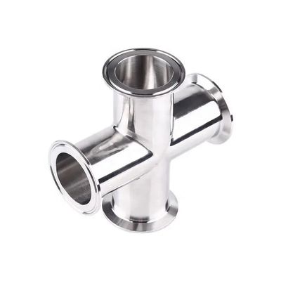 Forjado SS304 316 aço inoxidável sanitário 4 vias de tubulação transversal