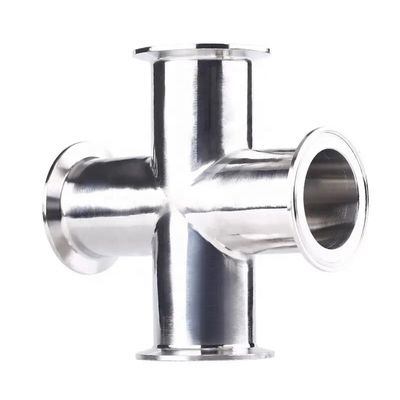 Forjado SS304 316 aço inoxidável sanitário 4 vias de tubulação transversal