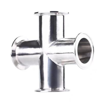 Forjado SS304 316 aço inoxidável sanitário 4 vias de tubulação transversal
