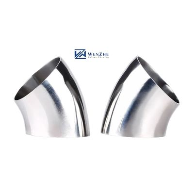 Conexão de solda sanitária forjada SS304 316L 45 graus Cotovelo para óleo Água Gás Leite