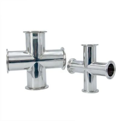 1/4''-6'' igual 3A DIN sanitário de conexão rápida cruz 304 aço inoxidável 4-way pinça